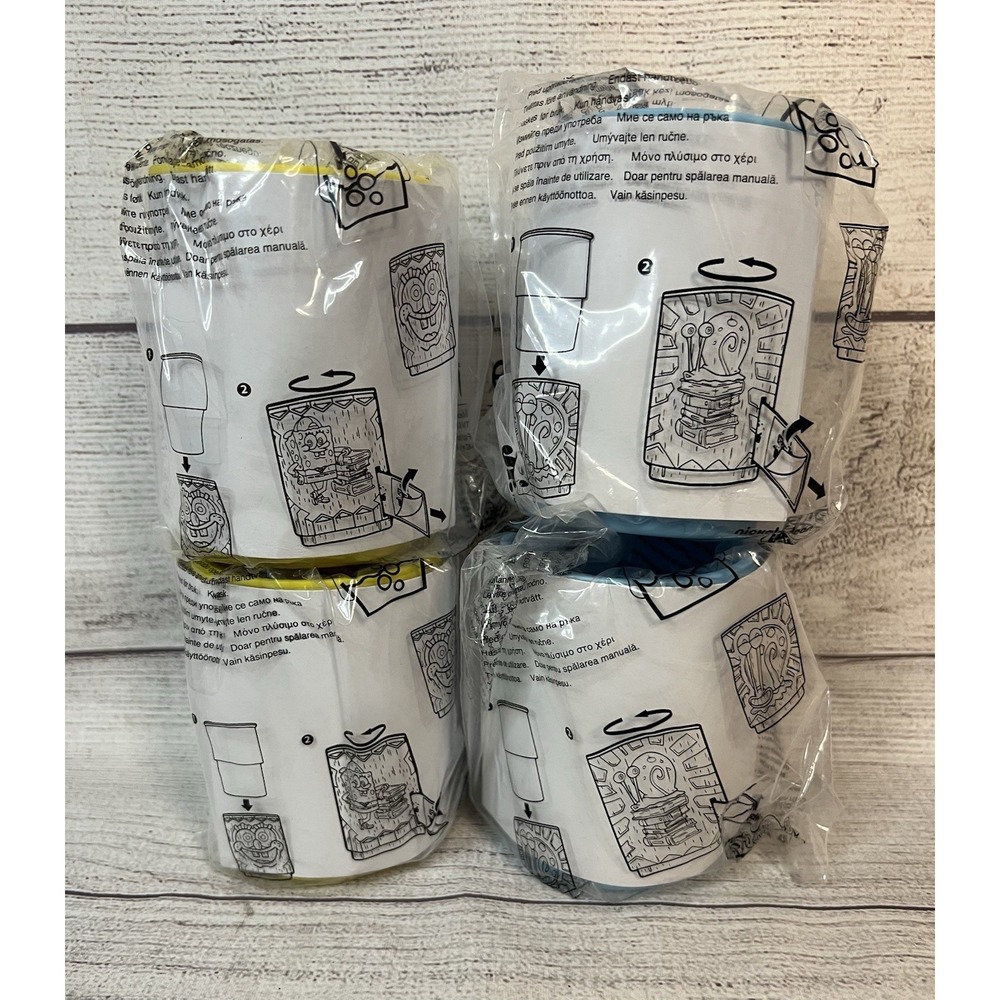 NWT Burger King SpongeBob  And Gary Cups with Stickers  Unopened